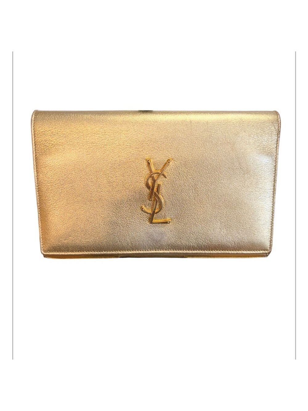 Saint Laurent Metallic Gold Calfskin Kate Clutch/Crossbody